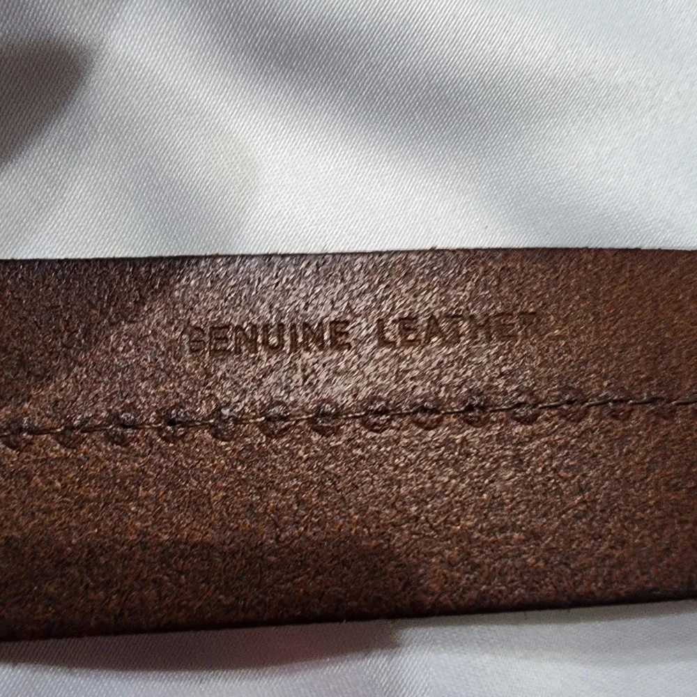 Lauren Ralph Lauren Brown Leather Belt Brass Buckle Cognac RL Logo Mens 34